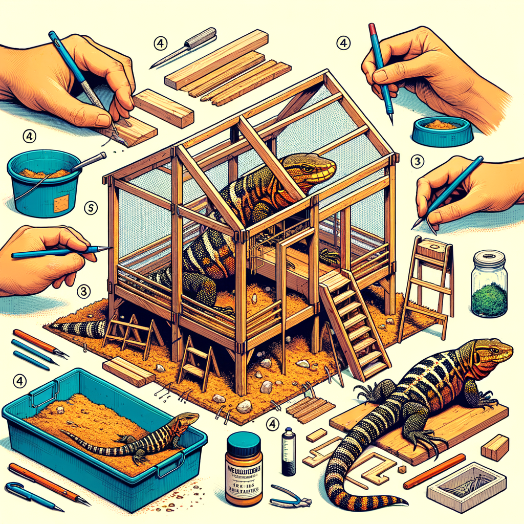 Step-by-step DIY Tegu Enclosure construction guide showcasing a perfect Tegu habitat with a homemade Tegu terrarium and cage, highlighting the delight of building your own reptile enclosure.