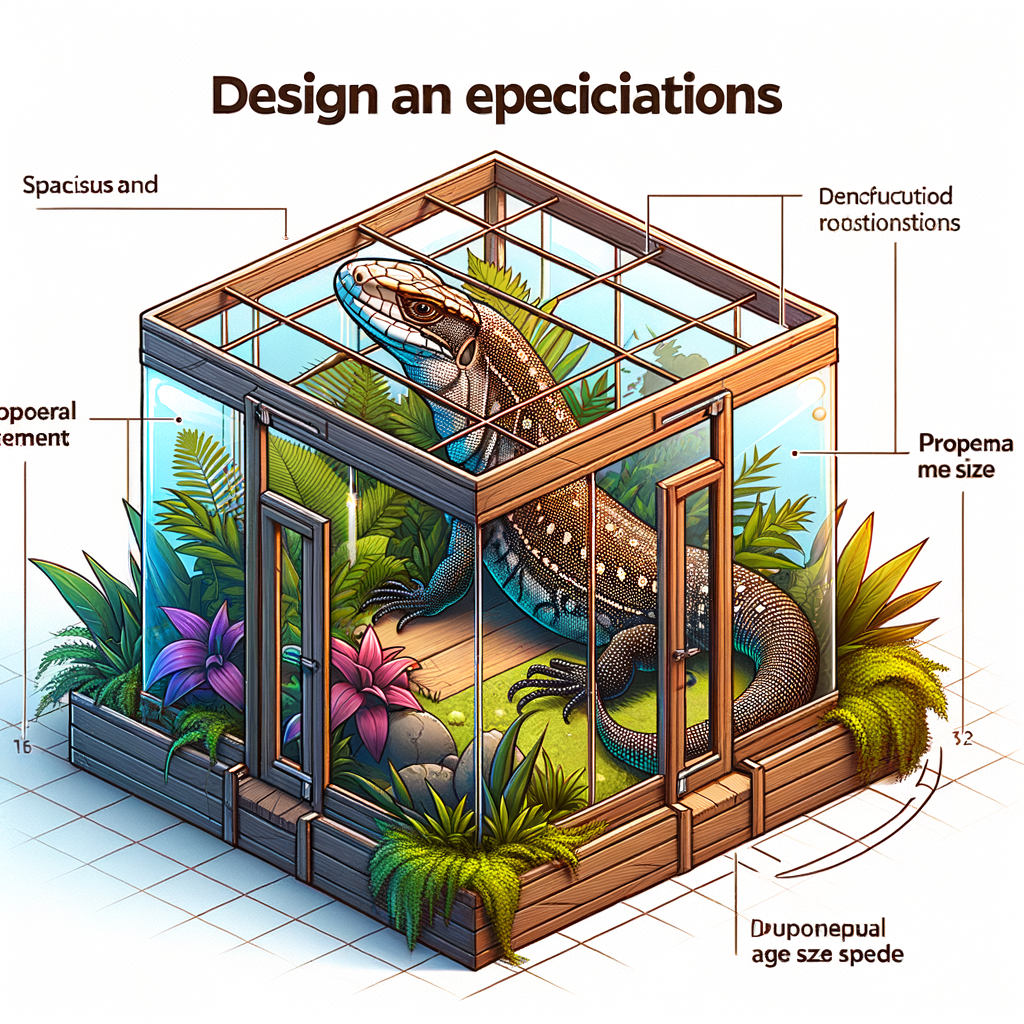 Optimal Tegu enclosure showcasing ideal Tegu lizard housing requirements, emphasizing Tegu lizard cage size, habitat, terrarium, and proper environment for optimal Tegu lizard care.