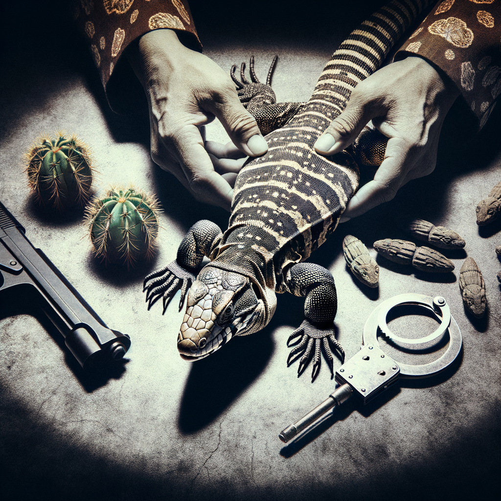 Contraband conundrum of Tegu Lizards being seized from the illegal pet trade, highlighting the need for proper Tegu Lizard care and the dark side of exotic animal trafficking.