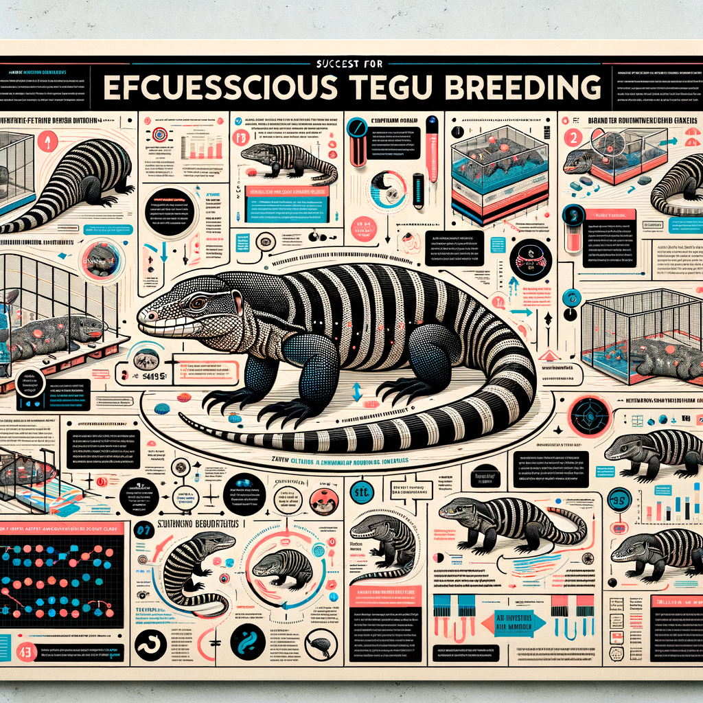 Infographic showcasing successful Tegu breeding techniques, tips, and strategies as part of a comprehensive Tegu breeding guide, including a step-by-step breeding blueprint for Tegus and proven Tegu reproduction methods.