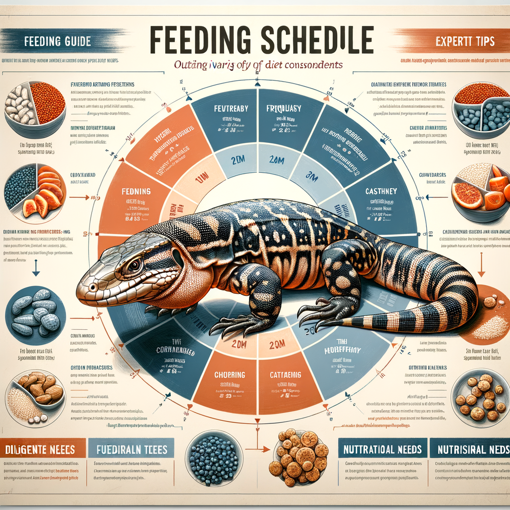 Comprehensive infographic detailing Tegu feeding schedule, Tegu diet, Tegu feeding guide, and tips on how often to feed a Tegu for optimal Tegu nutrition and care.